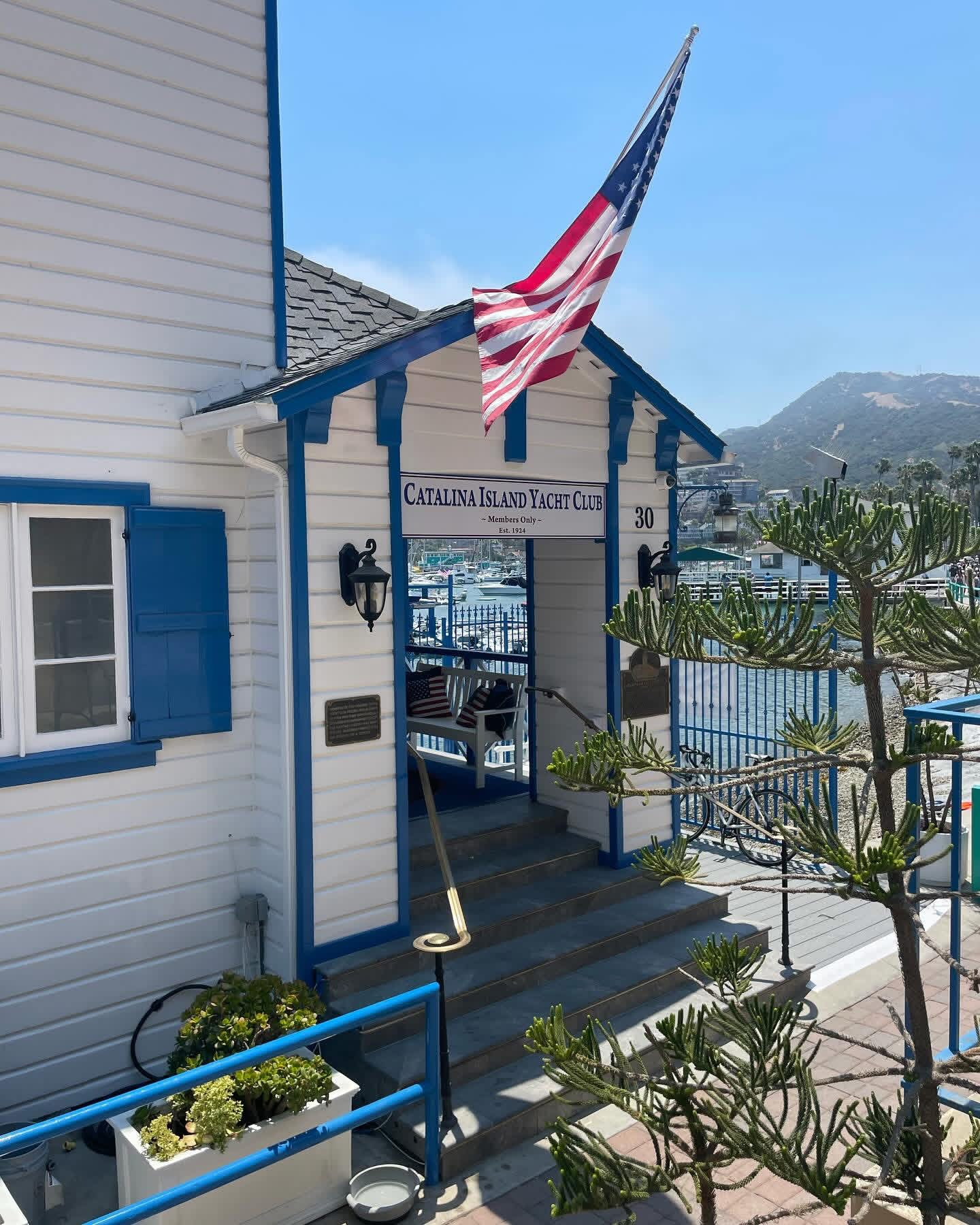 The historic Catalina Island Yacht Club building on the Avalon waterfront